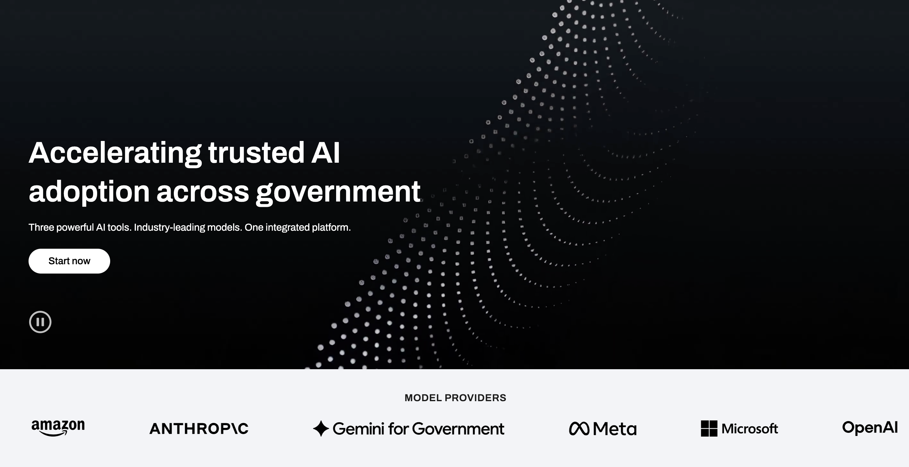 Screenshot of USAi.gov website